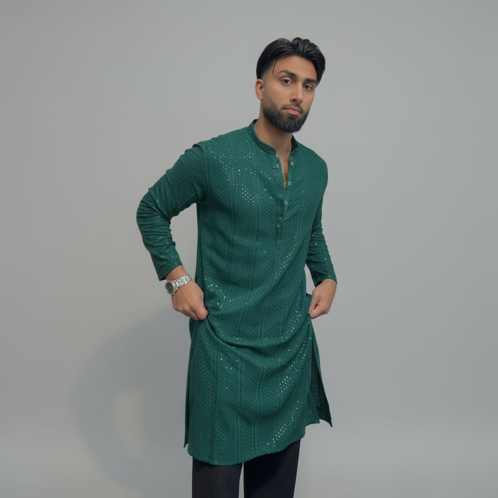 Party Kurta - Green